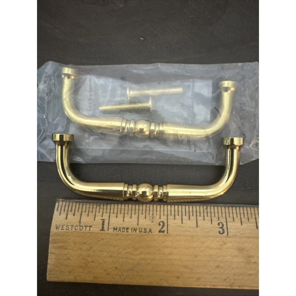 Set of 2 Vintage Brass Cabinet/Drawer Pulls‎ Handles 3